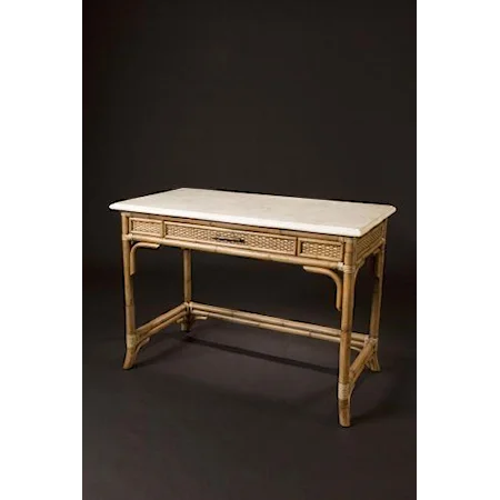 Light Rattan Frame Office Desk